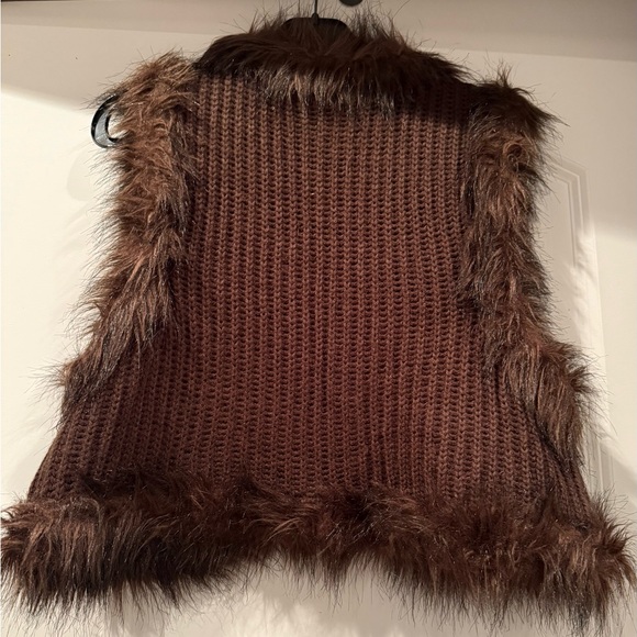 Oris Chocolate Faux Fur Trim Sweater Vest - Picture 2 of 2